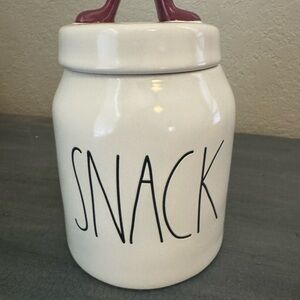 Rae Dunn Cream Ceramic Snack Jar with Lid